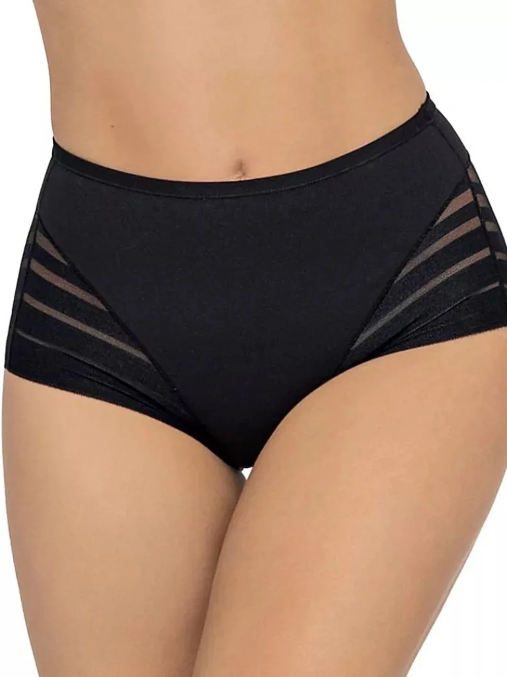 #2077 Leonisa Lace Stripe Undetectable Classic Shaper Panty 012903 - Black